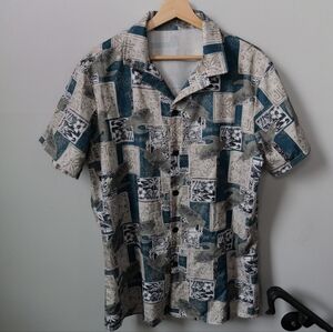 Men's Casual Patchwork Print Short Sleeve Shirt